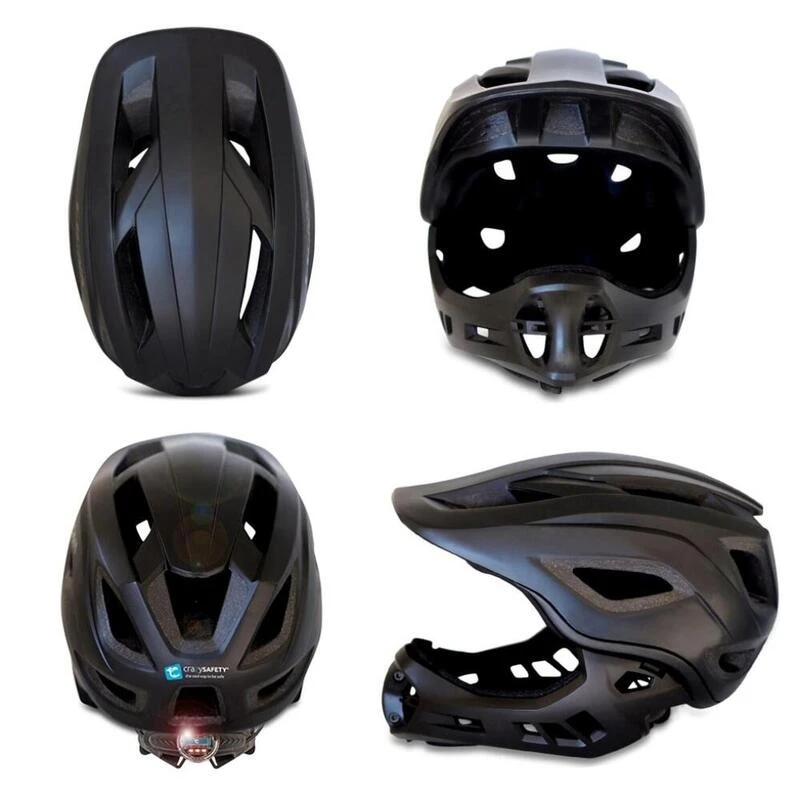 Crazy Safety Casque De Vélo Intégral Pour Enfants | Noir | Lumière Arrière | Certifié EN1078 4 Crazy Safety Casque De Vélo Intégral Pour Enfants | Noir | Lumière Arrière | Certifié EN1078 – Image 2