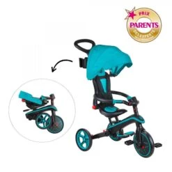 GLOBBER Tricycle EXPLORER 4-en-1 Évolutif & Pliable Bleu Canard -Enfants Vélos Magasin tricycle explorer 4 en 1 evolutif and pliable bleu canard 2