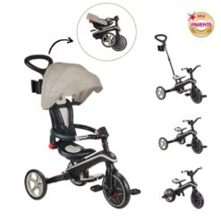 GLOBBER Tricycle EXPLORER 4-en-1 Évolutif & Pliable Taupe -Enfants Vélos Magasin tricycle explorer 4 en 1 evolutif and pliable taupe 3